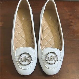 Michael Kors White Loafers with Silver Logo